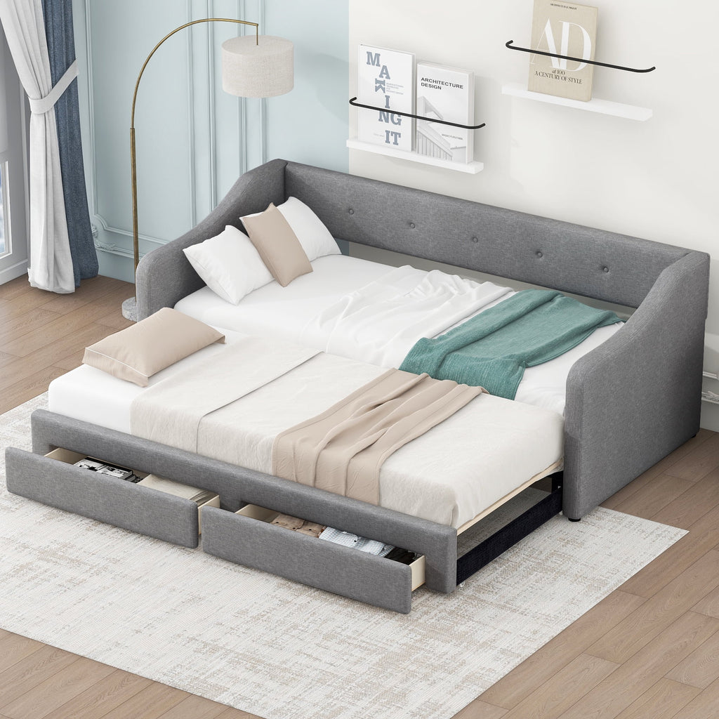 Eden Tali linen upholstered daybed with two drawers view 2
