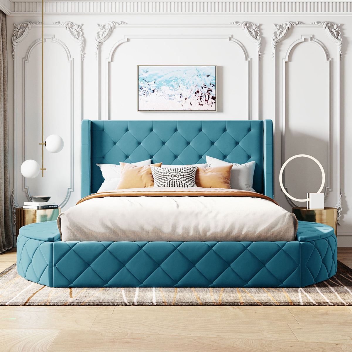Eden Tali queen velvet storage platform bed view 1