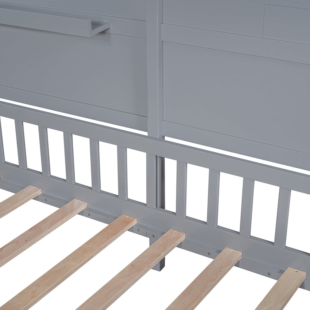 Eden Tali twin house bed with shelves and light strip view 11