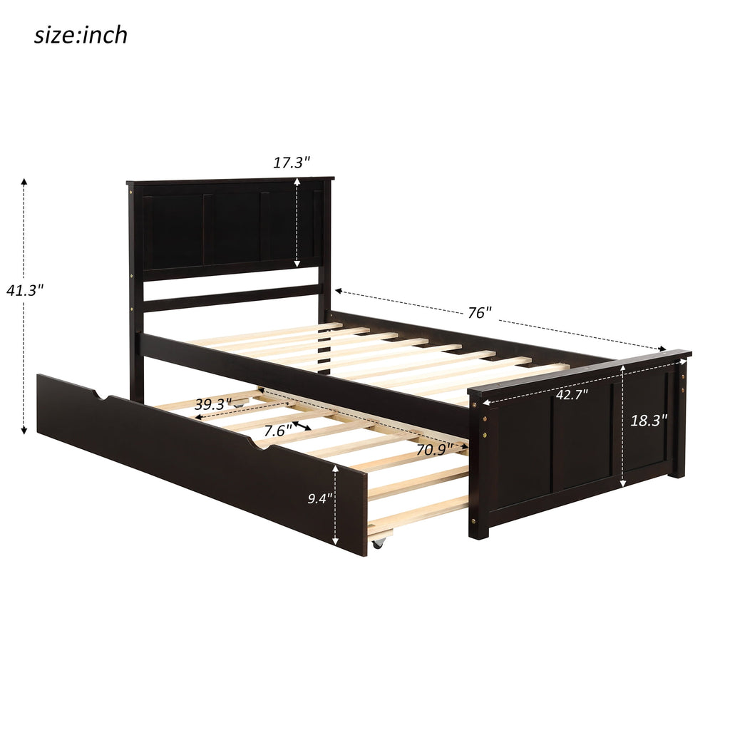 Eden Tali twin wood bed with headboard and trundle view 2