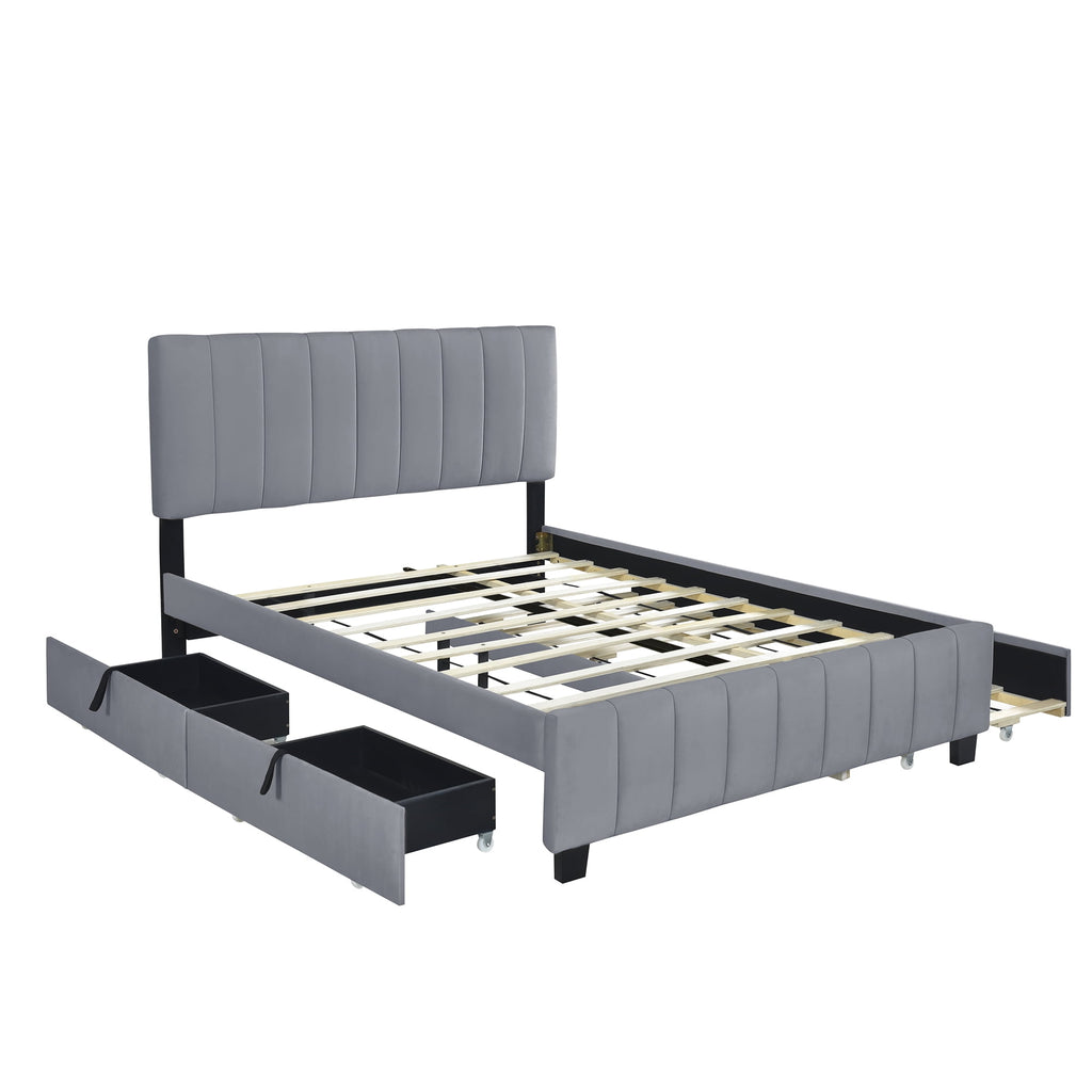 Eden Tali queen velvet upholstered bed with trundle and drawers view 6