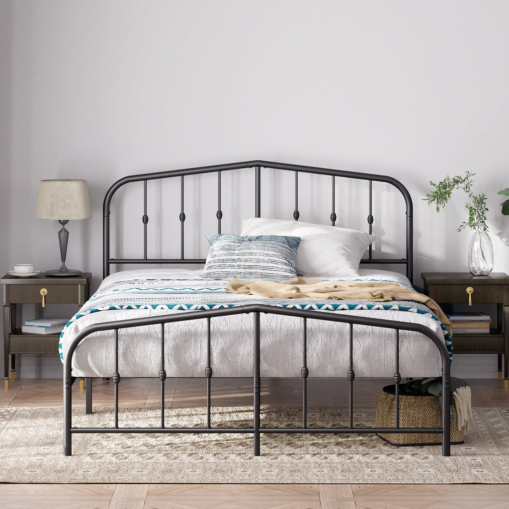 Eden Tali farmhouse steel platform bed with spindle headboard view 10