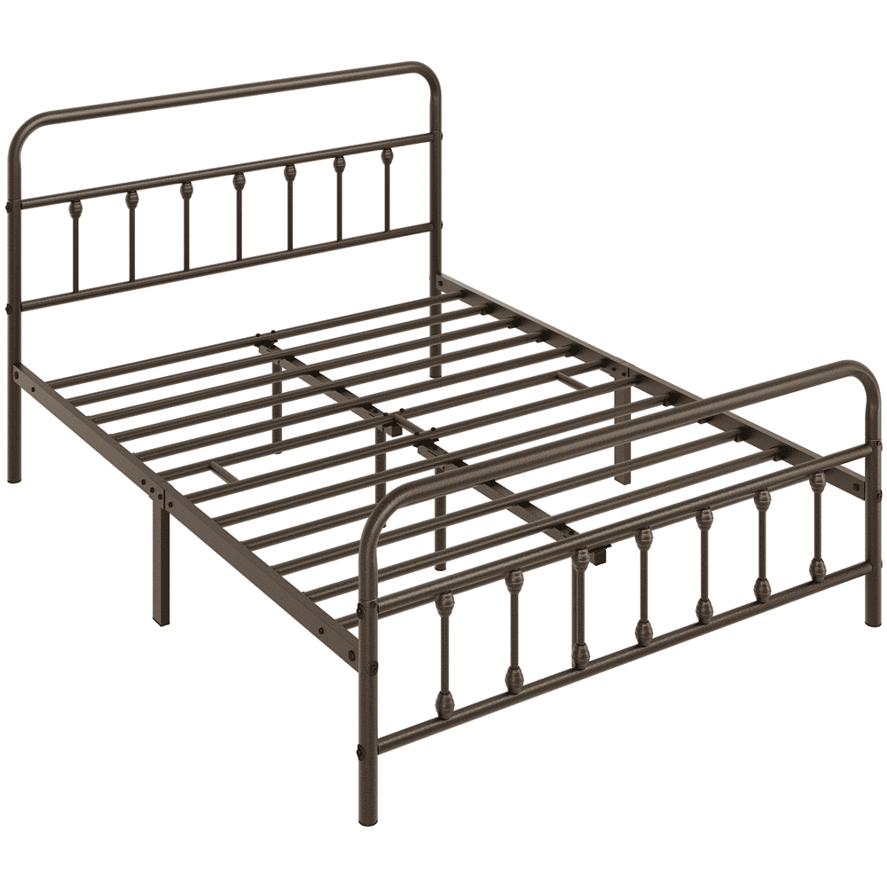 Eden Tali™ Black Metal Platform Bed with High Headboard and Footboard