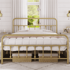 Eden Tali™ Black Metal Platform Bed with High Headboard and Footboard