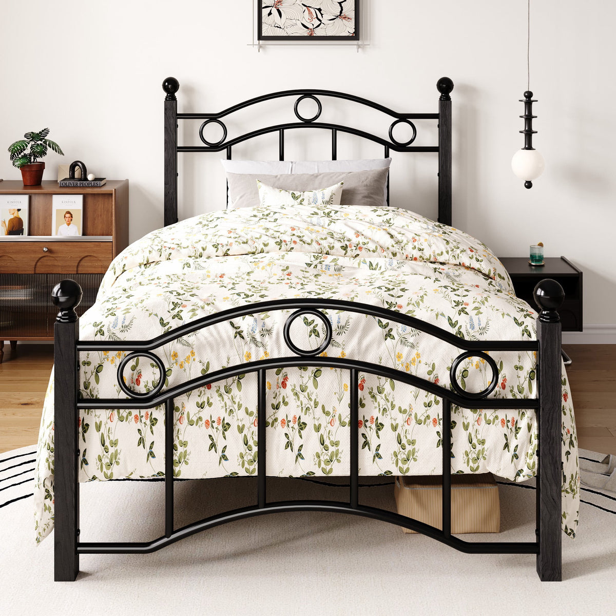 Eden Tali victorian arched metal platform bed in a bedroom setting