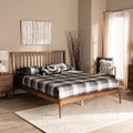 Eden Tali king walnut platform bed with spindle headboard in a bedroom setting