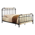 Eden Tali king black metal bed with gold accents overall view