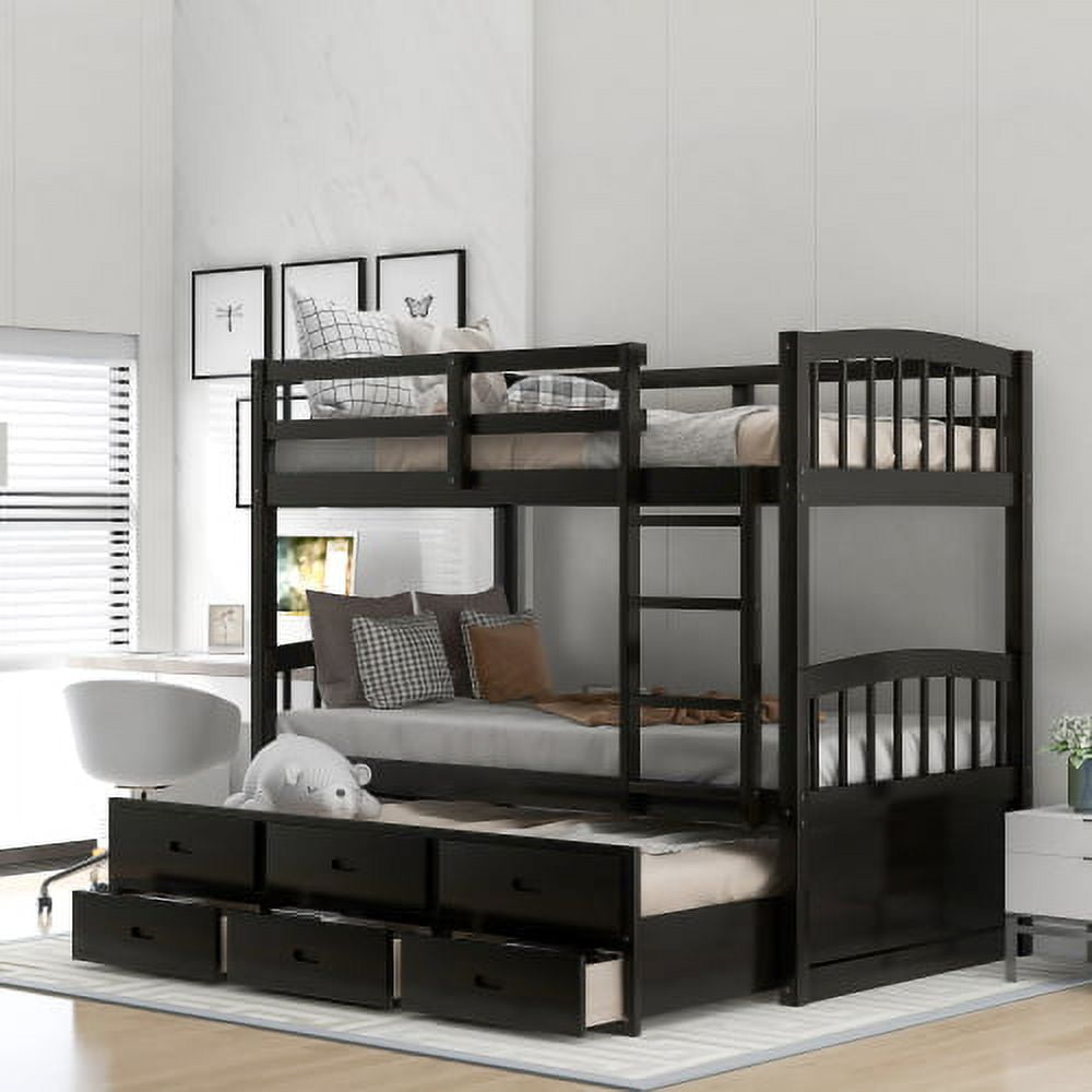 Eden Tali™ Twin over Twin Bunk Bed with Trundle and Three Drawers