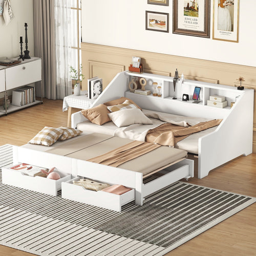 Eden Tali extendable daybed with bookcase headboard in a bedroom setting