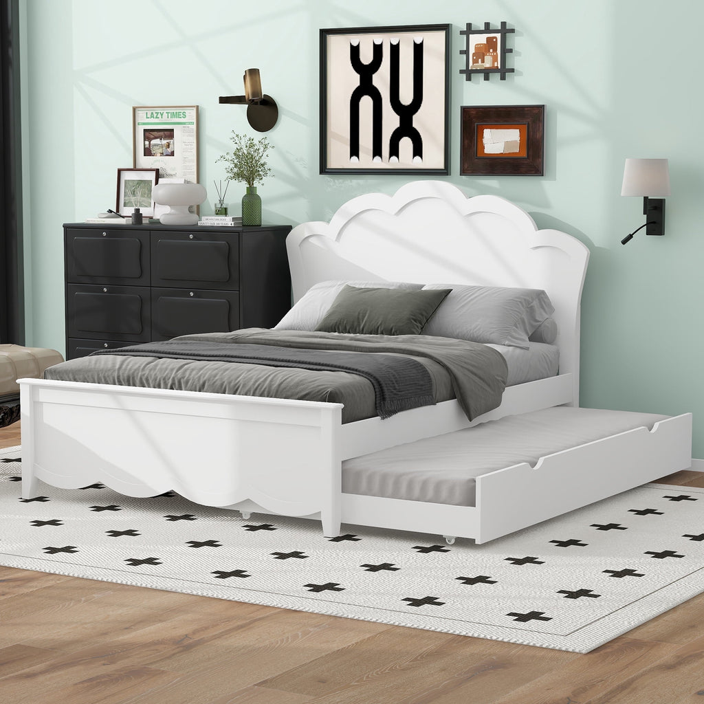 Eden Tali full white wood platform bed with trundle in a bedroom setting