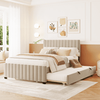 Eden Tali™ Full Velvet Platform Bed with Trundle and Side Storage