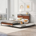 Eden Tali metal platform bed with trundle and USB shelves in a bedroom setting