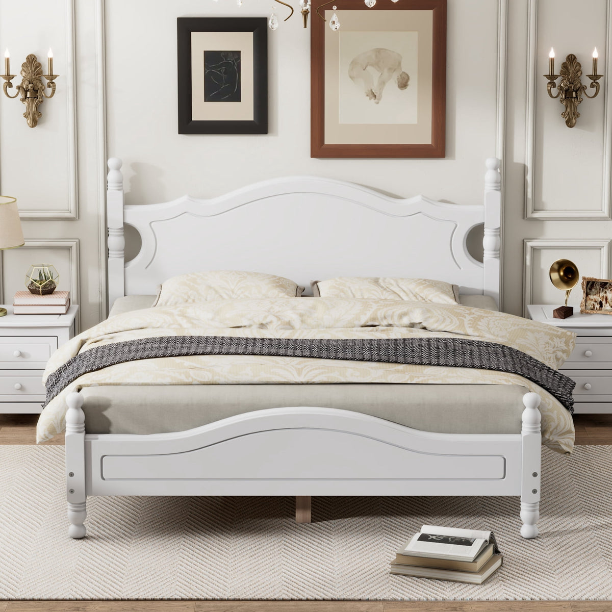Eden Tali™ Queen Retro Wood Platform Bed Frame with Headboard