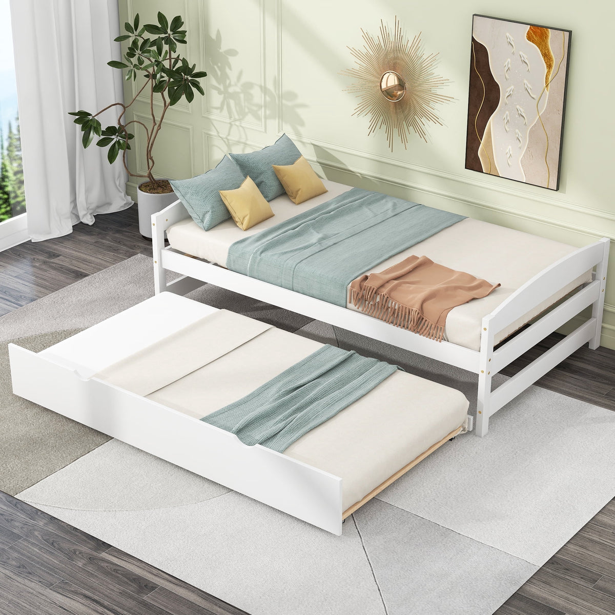 Eden Tali™ Twin Trundle Bed with LED Lights and USB Ports