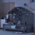 Eden Tali twin house bed with shelves and light strip in a bedroom setting