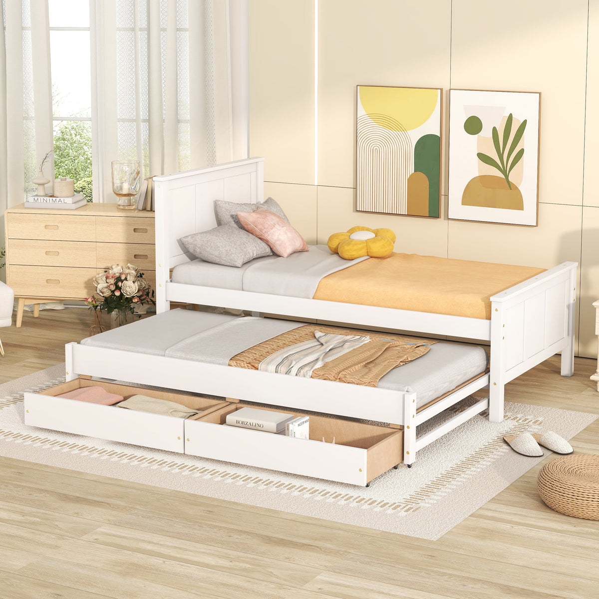 Eden Tali™ Twin Platform Bed with Trundle and Two Roller Drawers