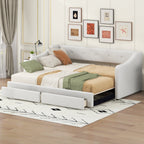 Eden Tali™ Linen Upholstered Daybed with Drawers Twin XL to King