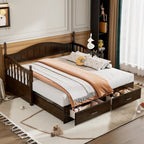 Eden Tali wood daybed with trundle and two drawers in a bedroom setting