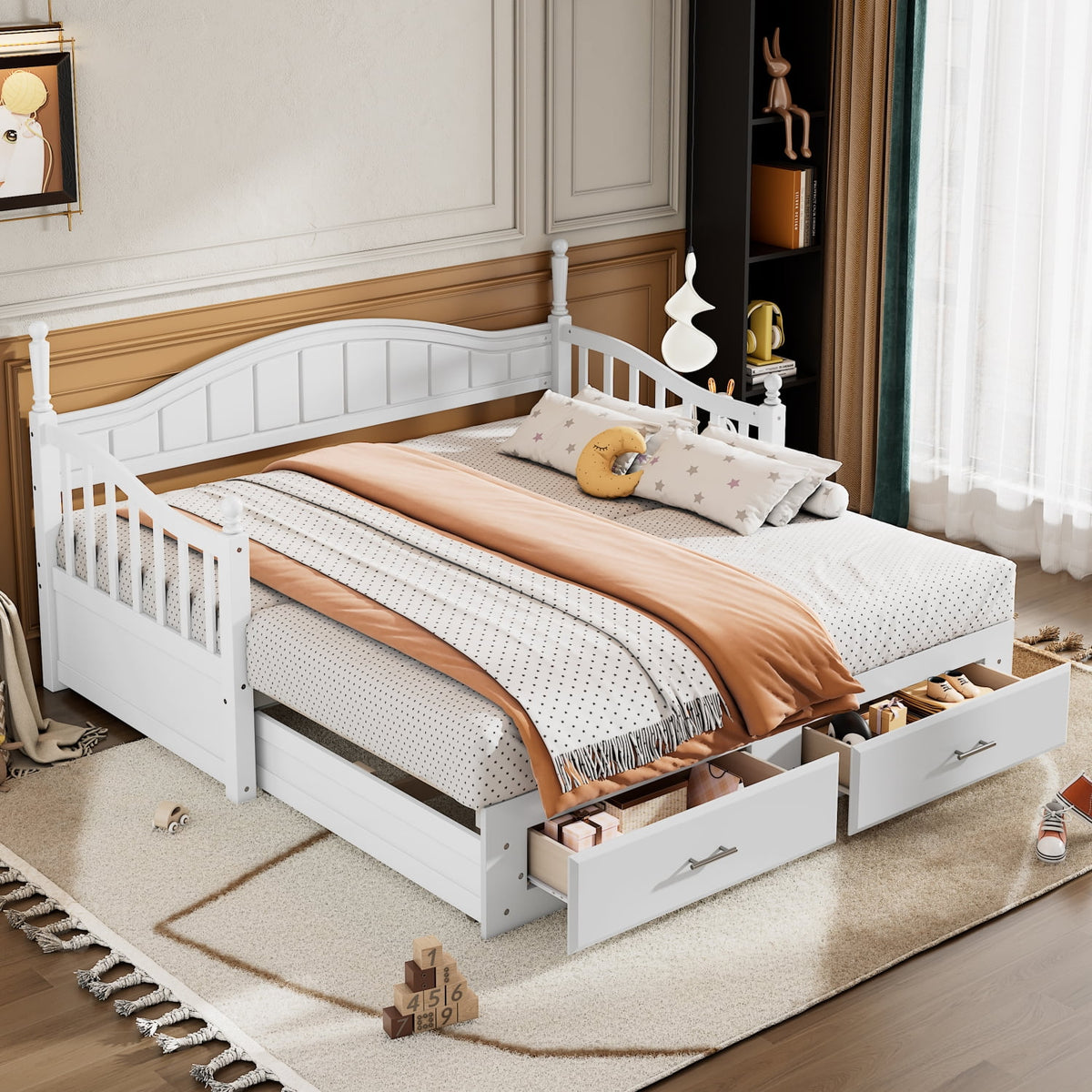 Eden Tali™ Wood Daybed with Trundle and Two Drawers Twin to King