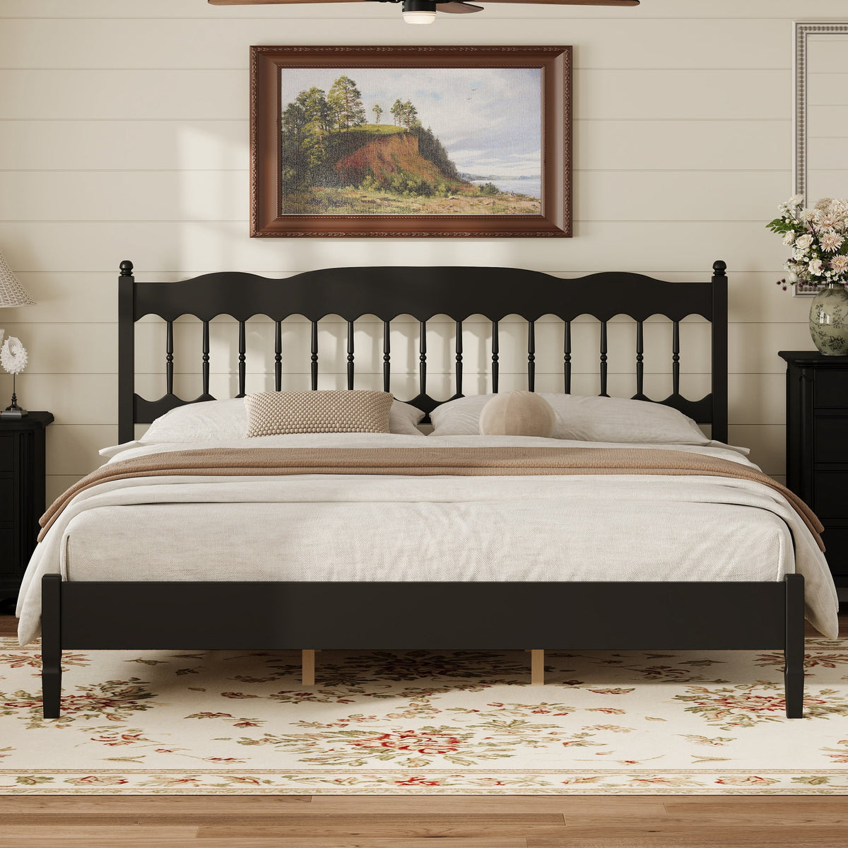 Eden Tali™ Retro Spindle Platform Bed Frame with Gourd Headboard