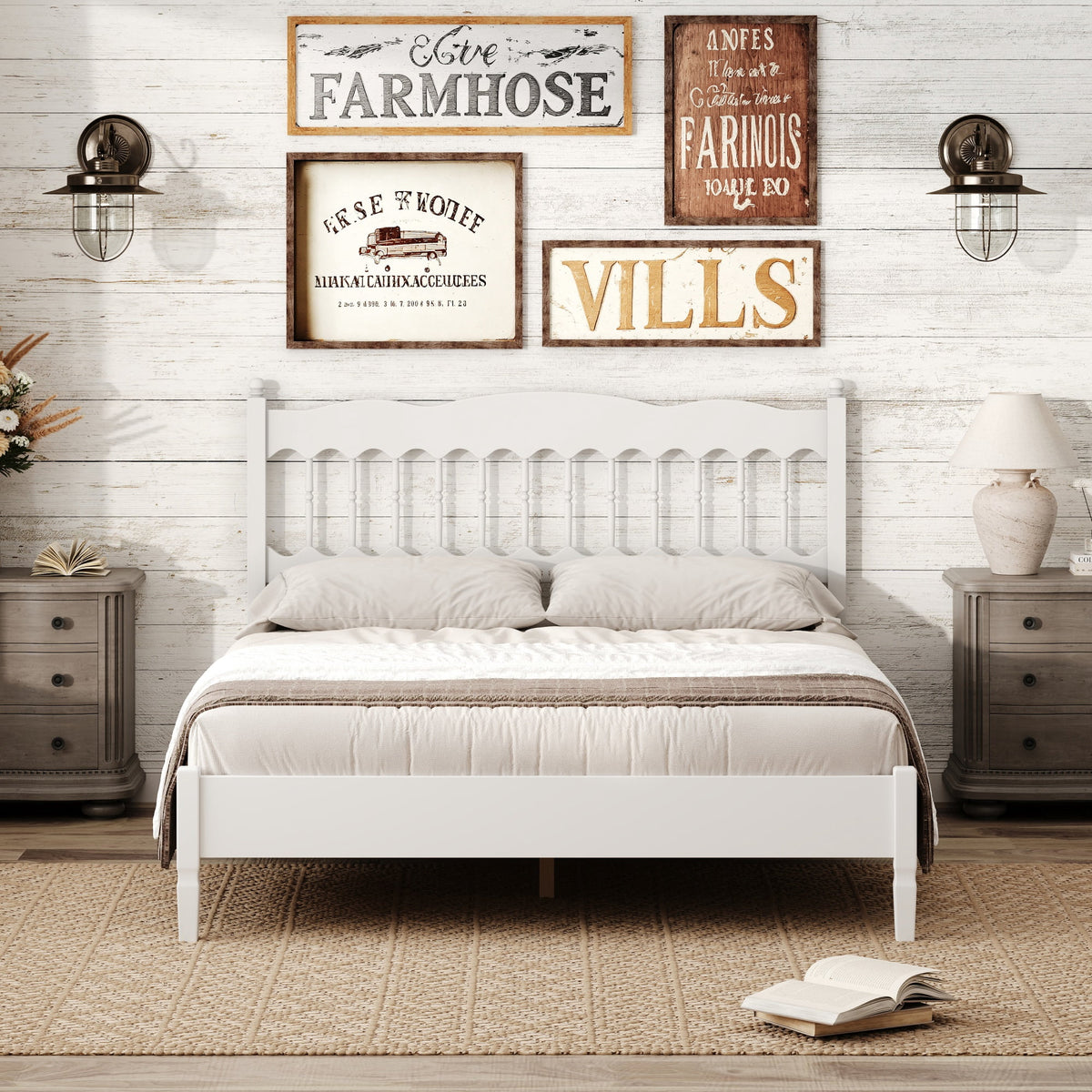 Eden Tali™ Retro Spindle Platform Bed Frame with Gourd Headboard