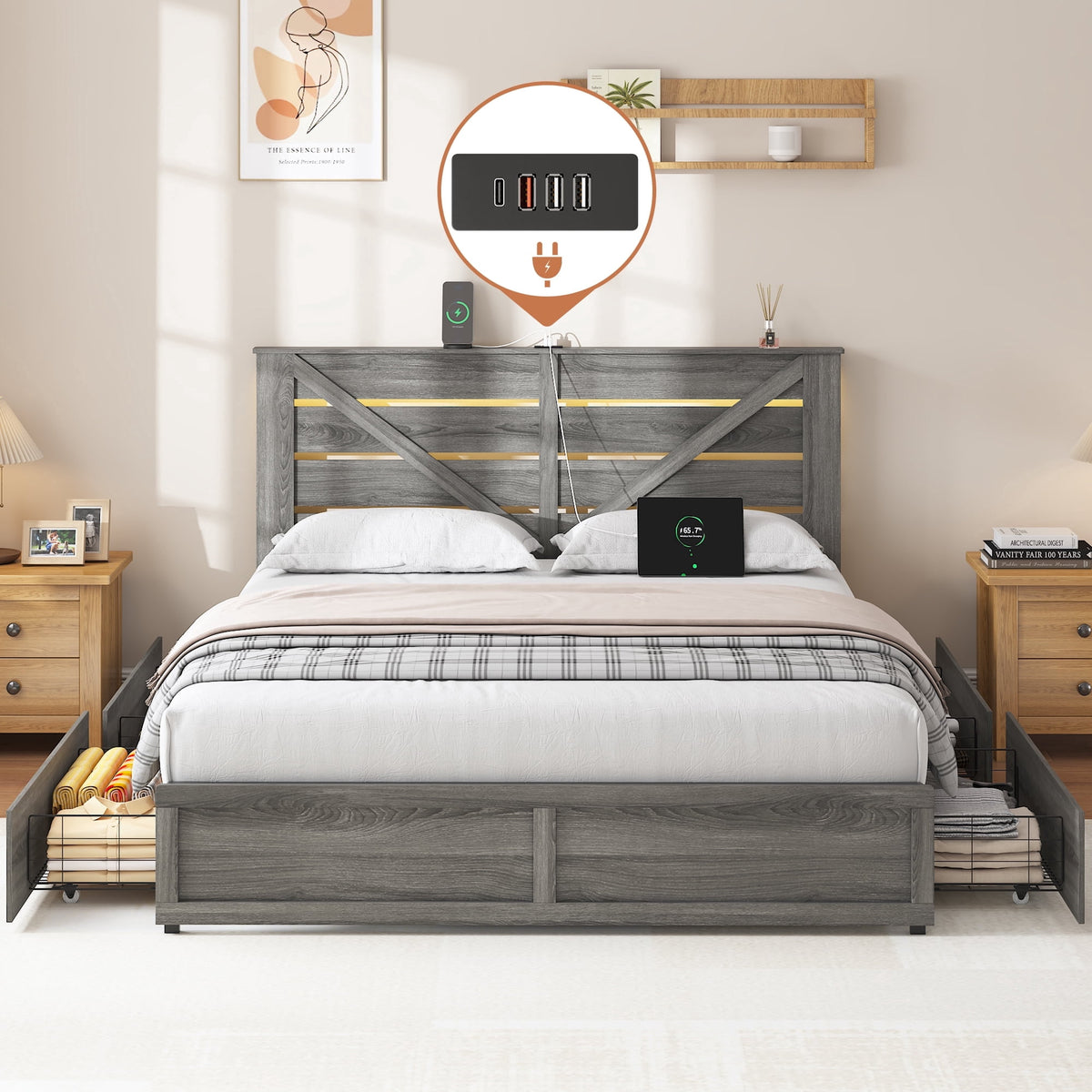 Eden Tali™ Retro Spindle Platform Bed Frame with Gourd Headboard