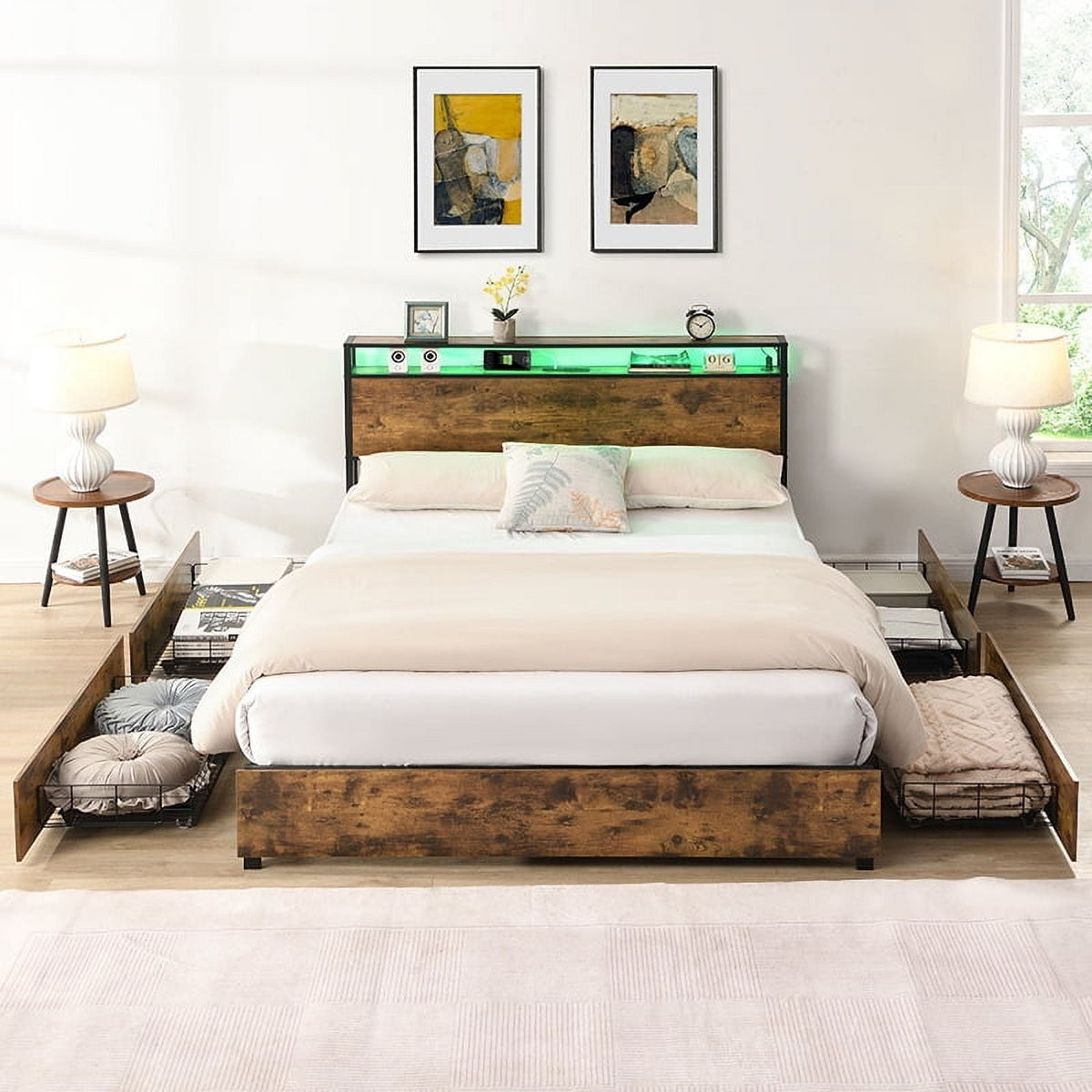 Eden Tali™ Retro Spindle Platform Bed Frame with Gourd Headboard