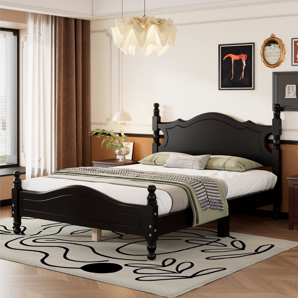 Eden Tali™ Retro Spindle Platform Bed Frame with Gourd Headboard