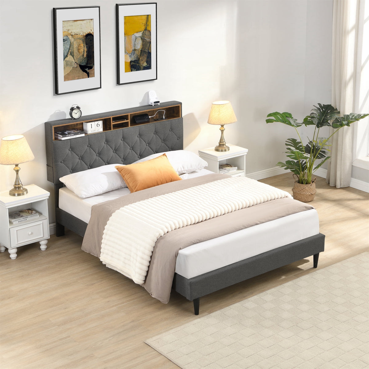 Eden Tali™ Retro Spindle Platform Bed Frame with Gourd Headboard