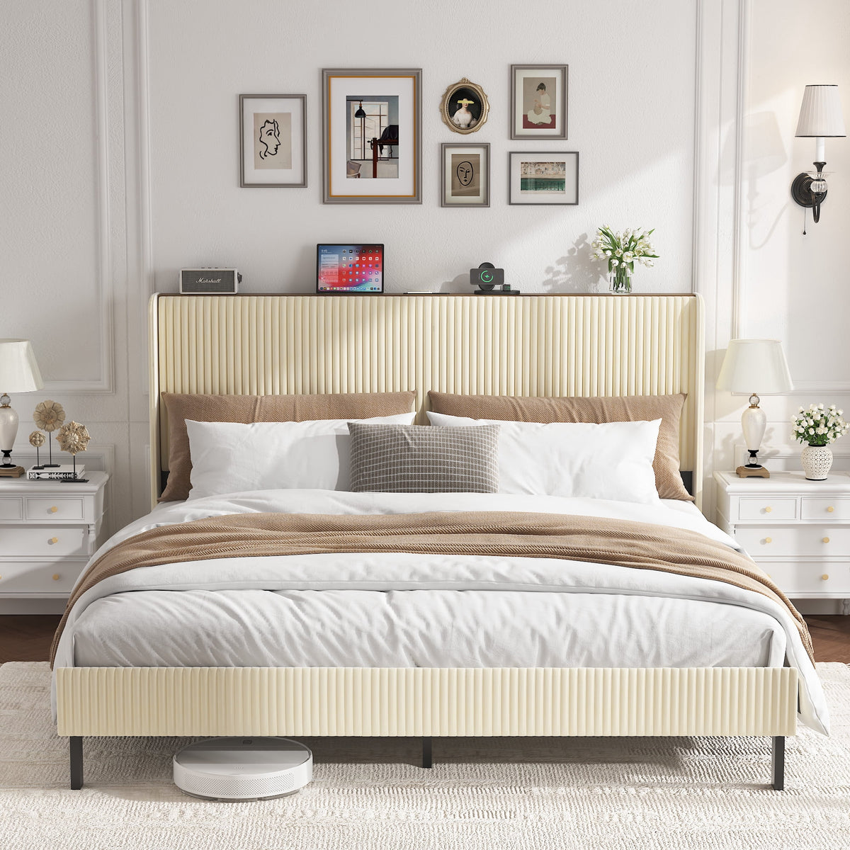 Eden Tali™ Retro Spindle Platform Bed Frame with Gourd Headboard