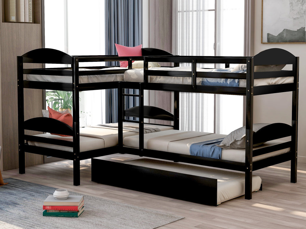 Eden Tali™ L Shaped Twin Bunk Bed with Trundle Pine Wood