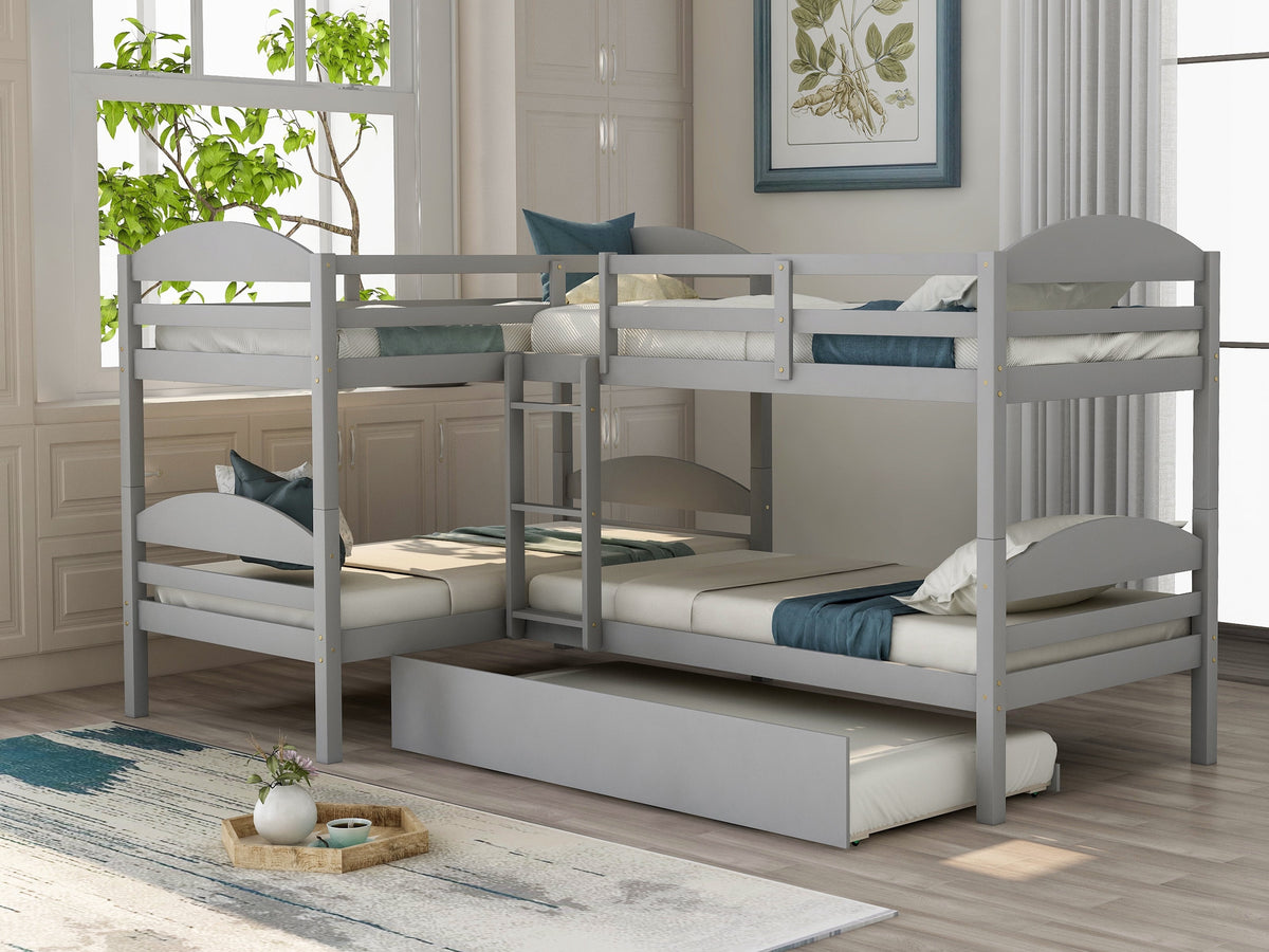 Eden Tali L-shaped twin bunk bed with trundle in a bedroom setting