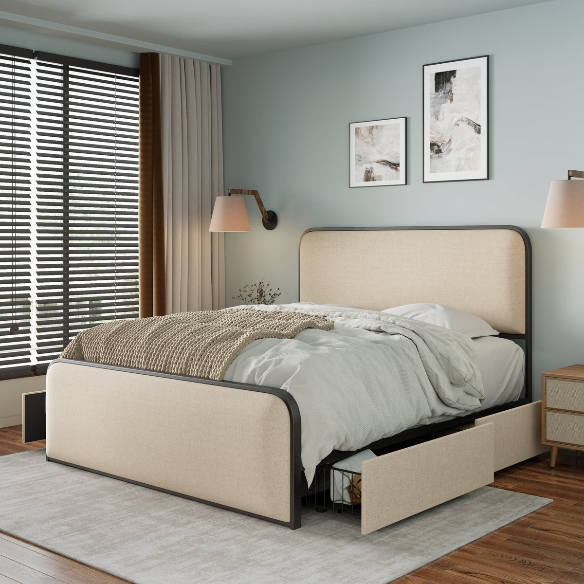 Eden Tali™ Retro Spindle Platform Bed Frame with Gourd Headboard
