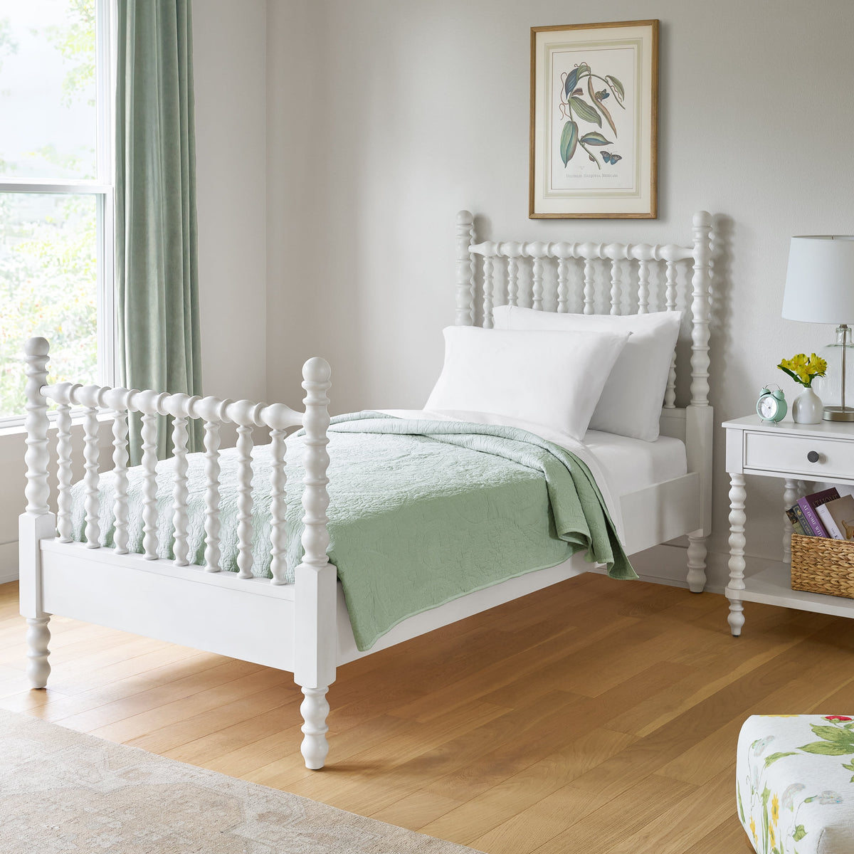 Eden Tali farmhouse spindle bed in a bedroom setting