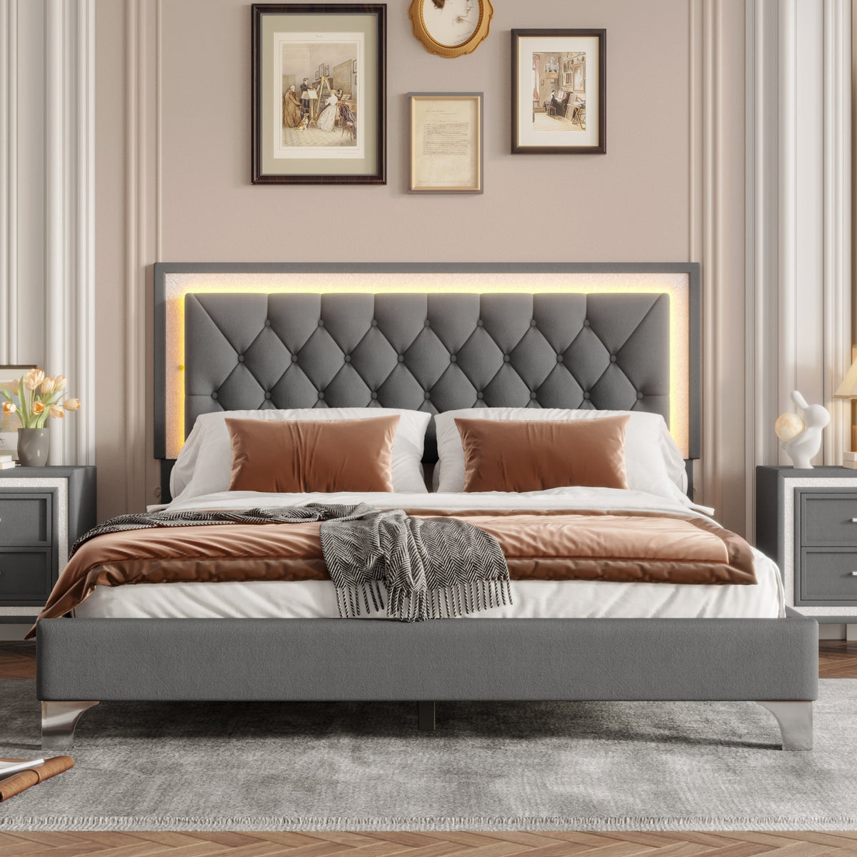 Eden Tali™ Retro Spindle Platform Bed Frame with Gourd Headboard