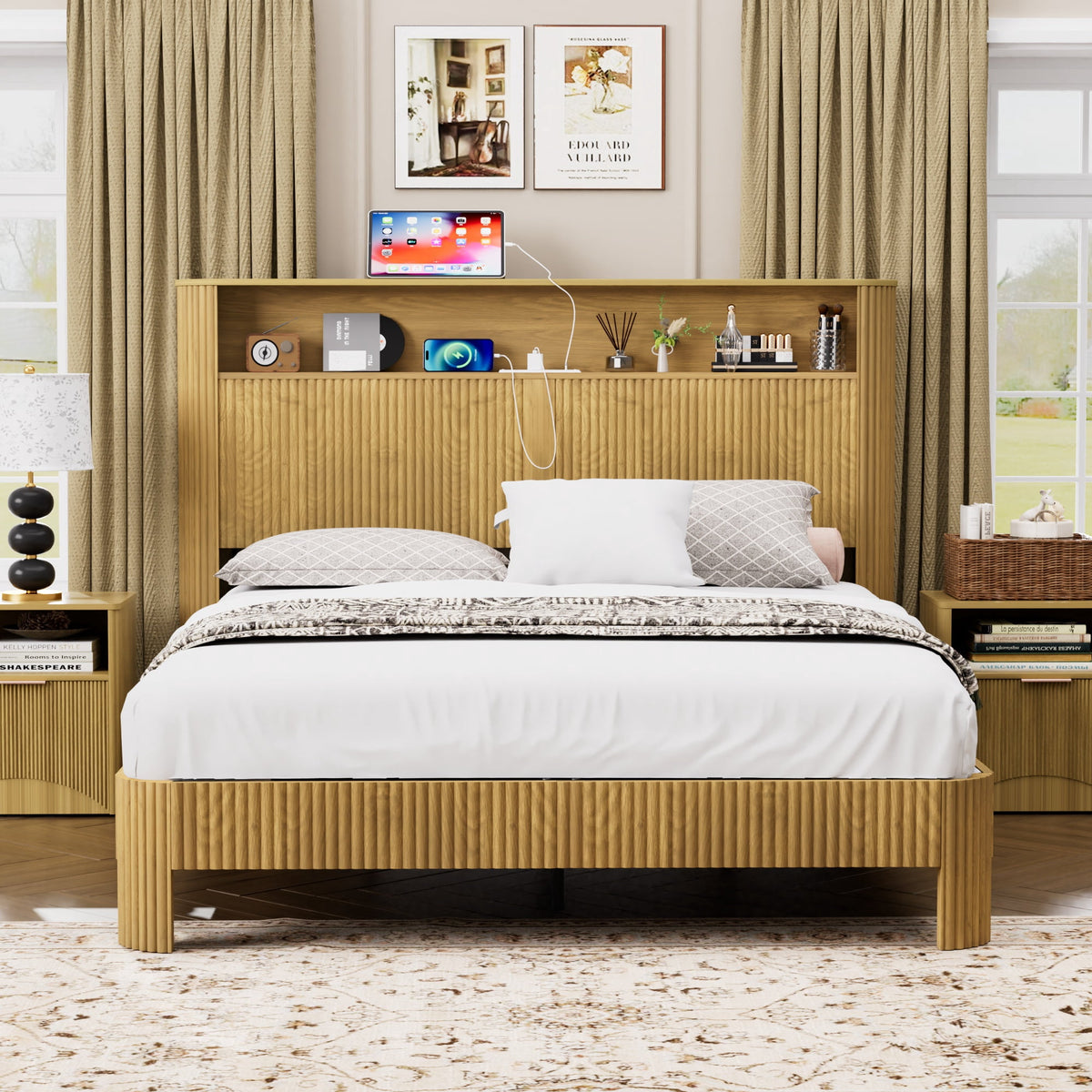 Eden Tali™ Retro Spindle Platform Bed Frame with Gourd Headboard