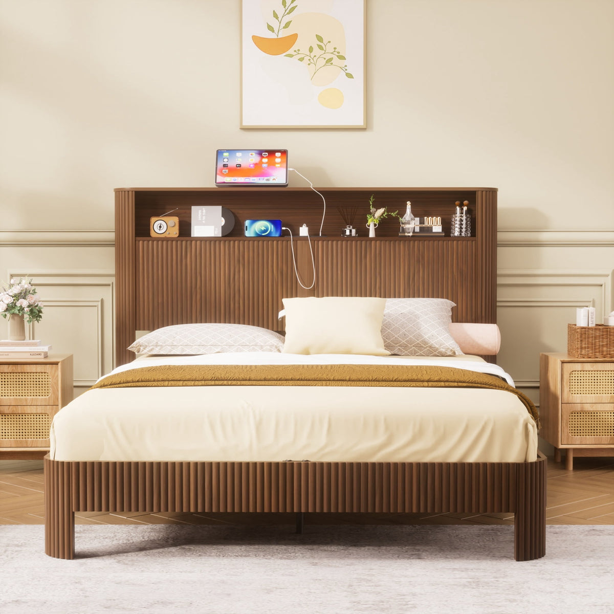 Eden Tali™ Retro Spindle Platform Bed Frame with Gourd Headboard