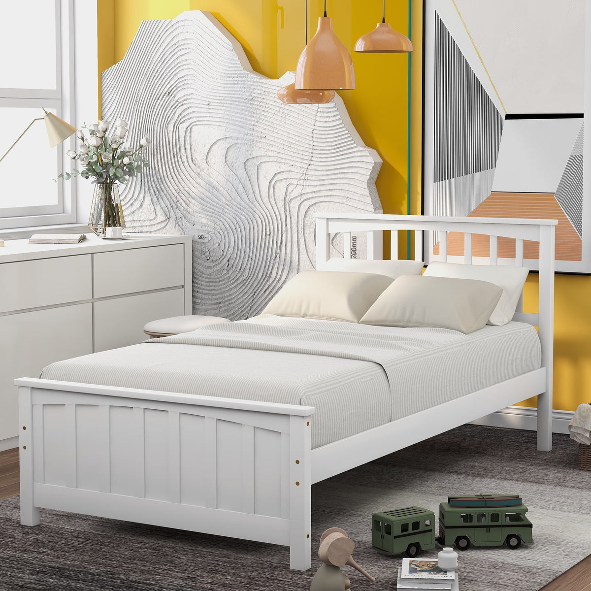Eden Tali™ Twin Wood Platform Bed with Headboard and Footboard