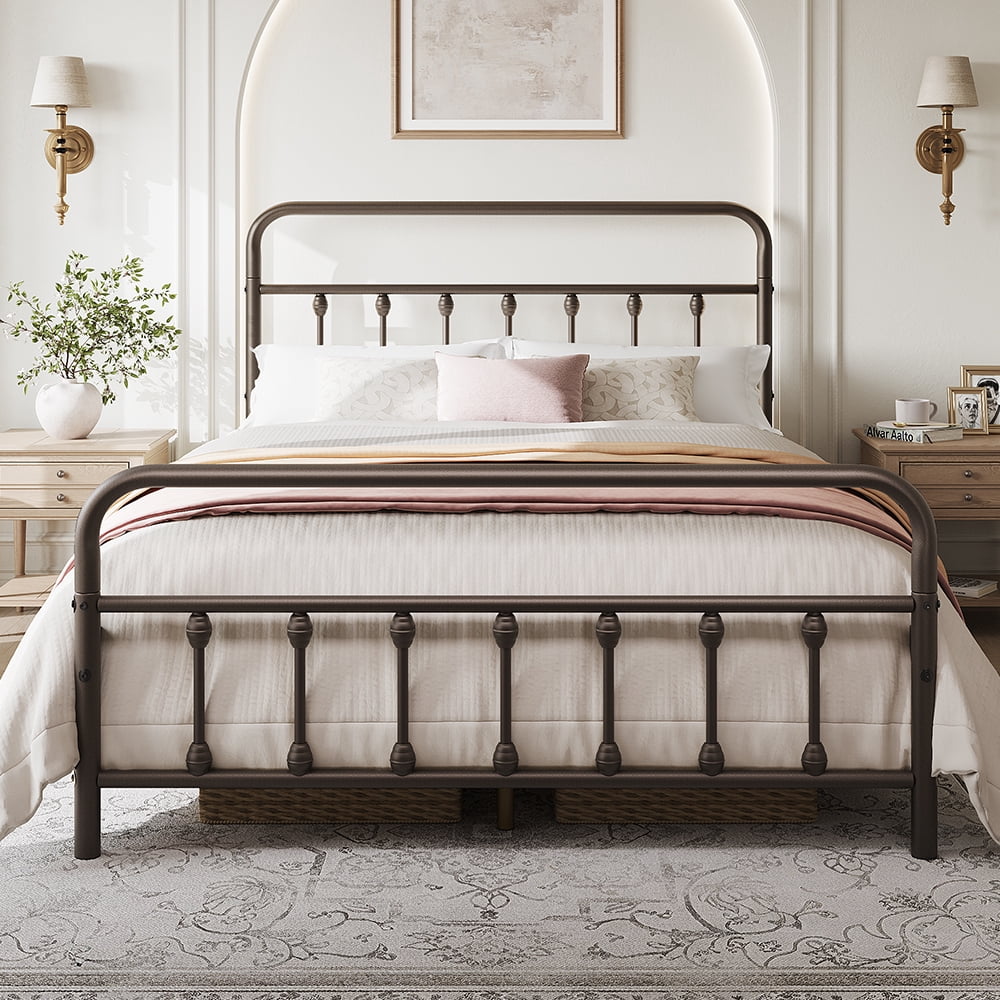 Eden Tali™ Antique Gold Metal Spindle Bed with Vintage Ball Accents