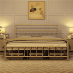 Eden Tali metal spindle bed with vintage ball accents in a bedroom setting