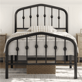Eden Tali arched metal platform bed with spindle detail in a bedroom setting