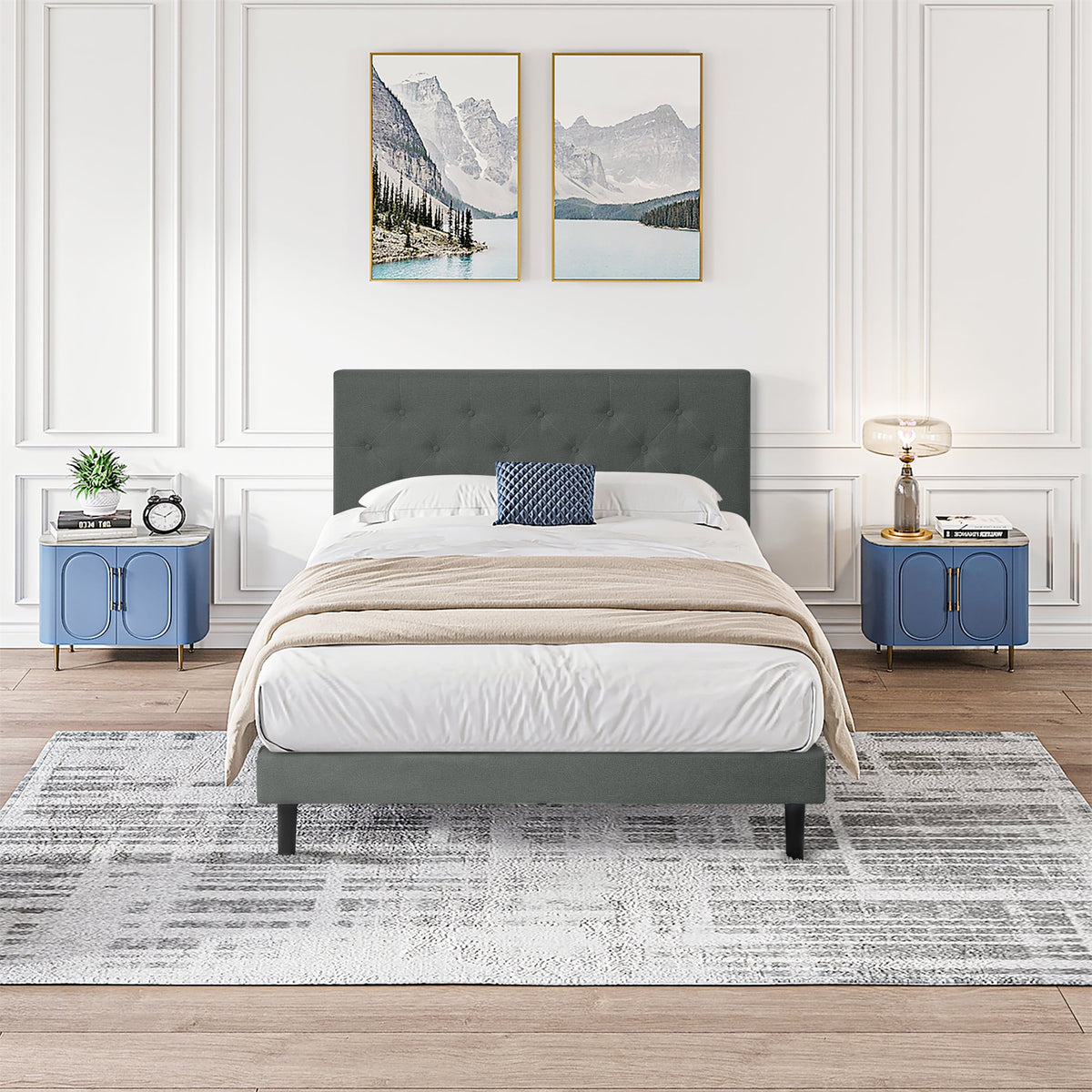 Eden Tali™ Retro Spindle Platform Bed Frame with Gourd Headboard