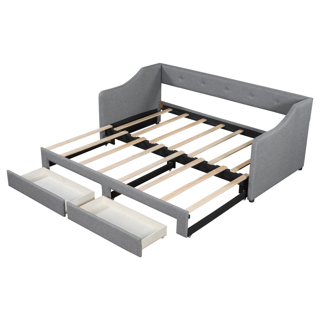 Eden Tali linen upholstered daybed with two drawers view 5