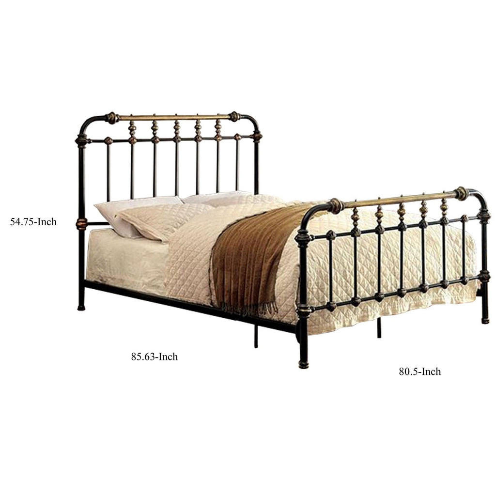 Eden Tali king black metal bed with gold accents view 4