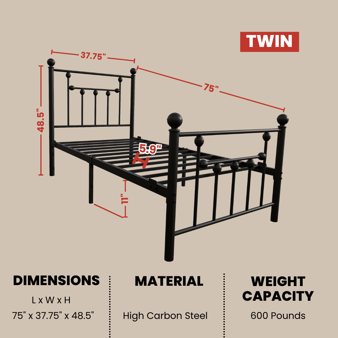 Eden Tali victorian black iron bed frame view 1