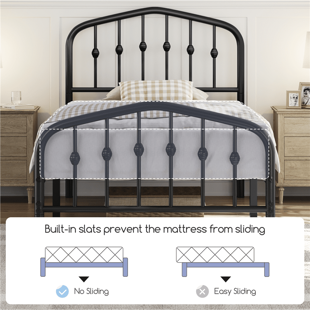 Eden Tali arched metal platform bed with spindle detail view 2