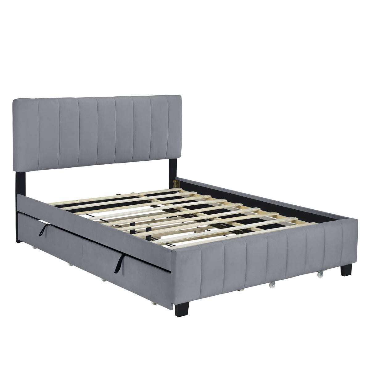 Eden Tali queen velvet upholstered bed with trundle and drawers view 5