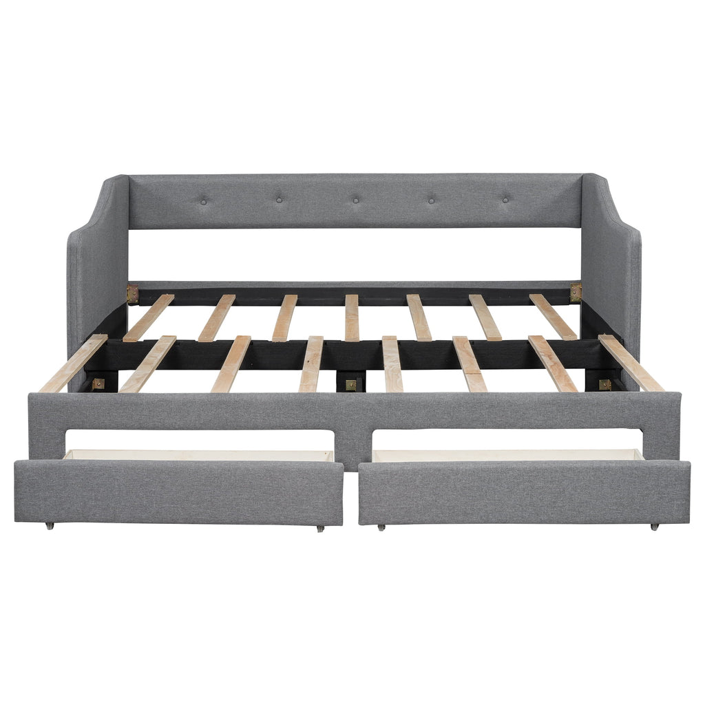 Eden Tali linen upholstered daybed with two drawers view 12