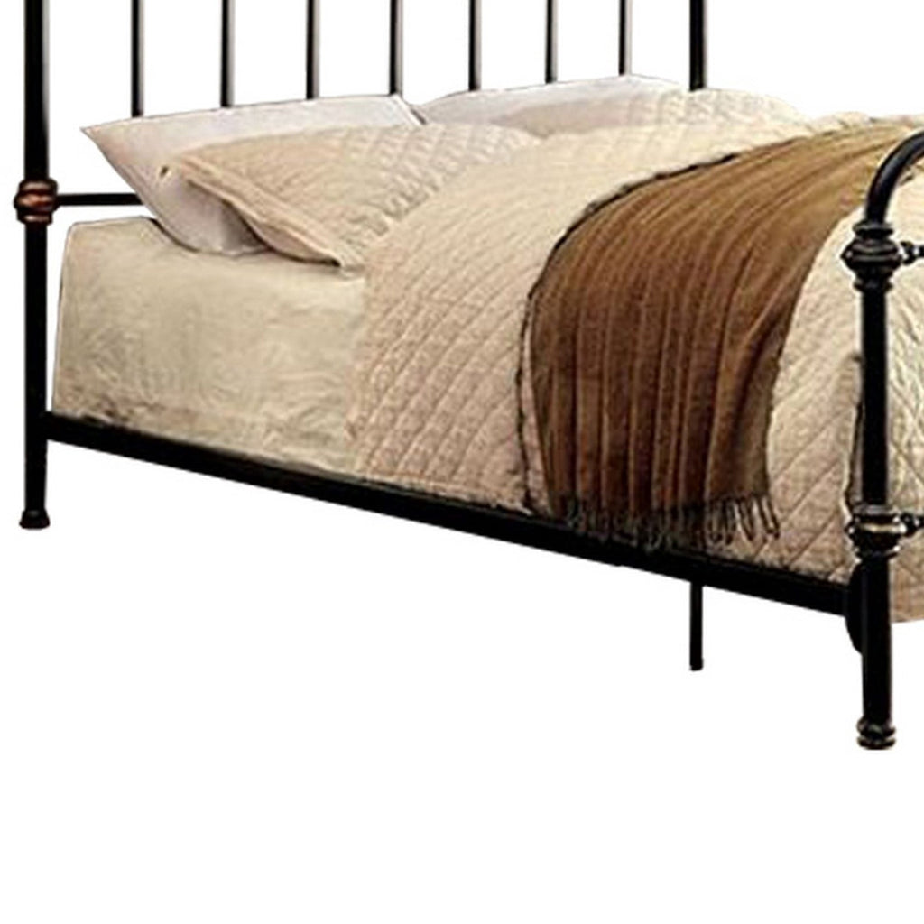 Eden Tali king black metal bed with gold accents view 3