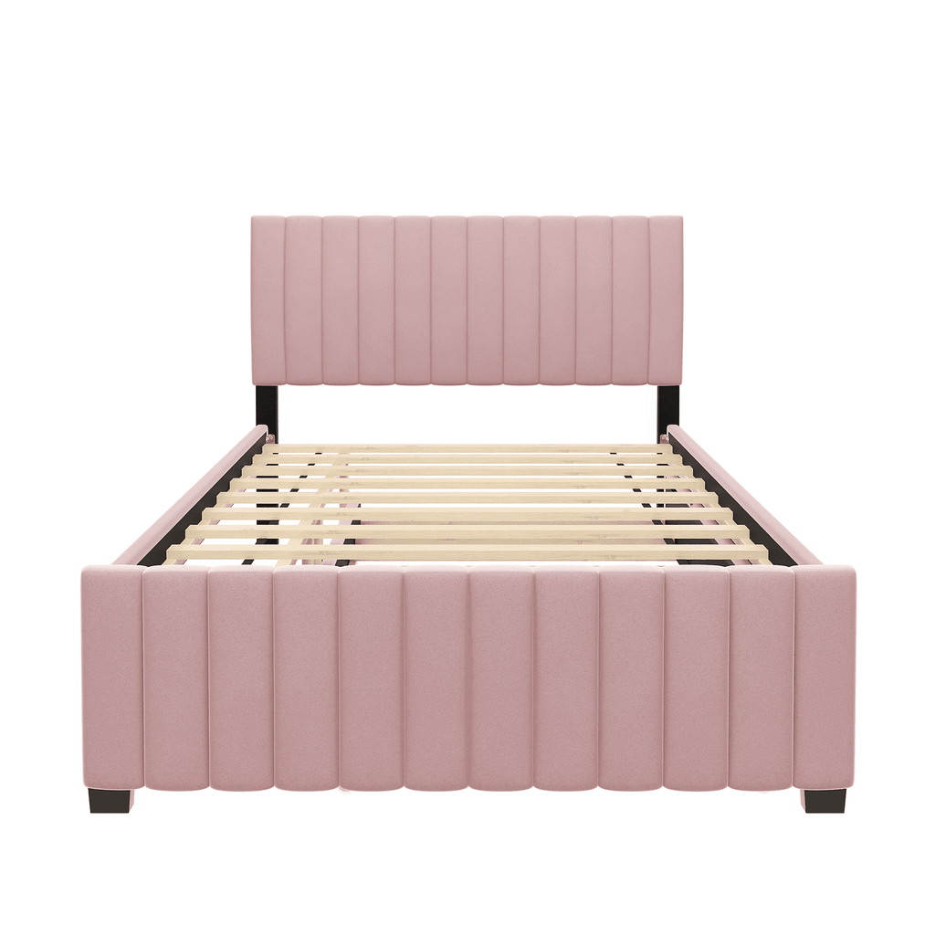 Eden Tali full velvet platform bed with trundle and drawers view 6